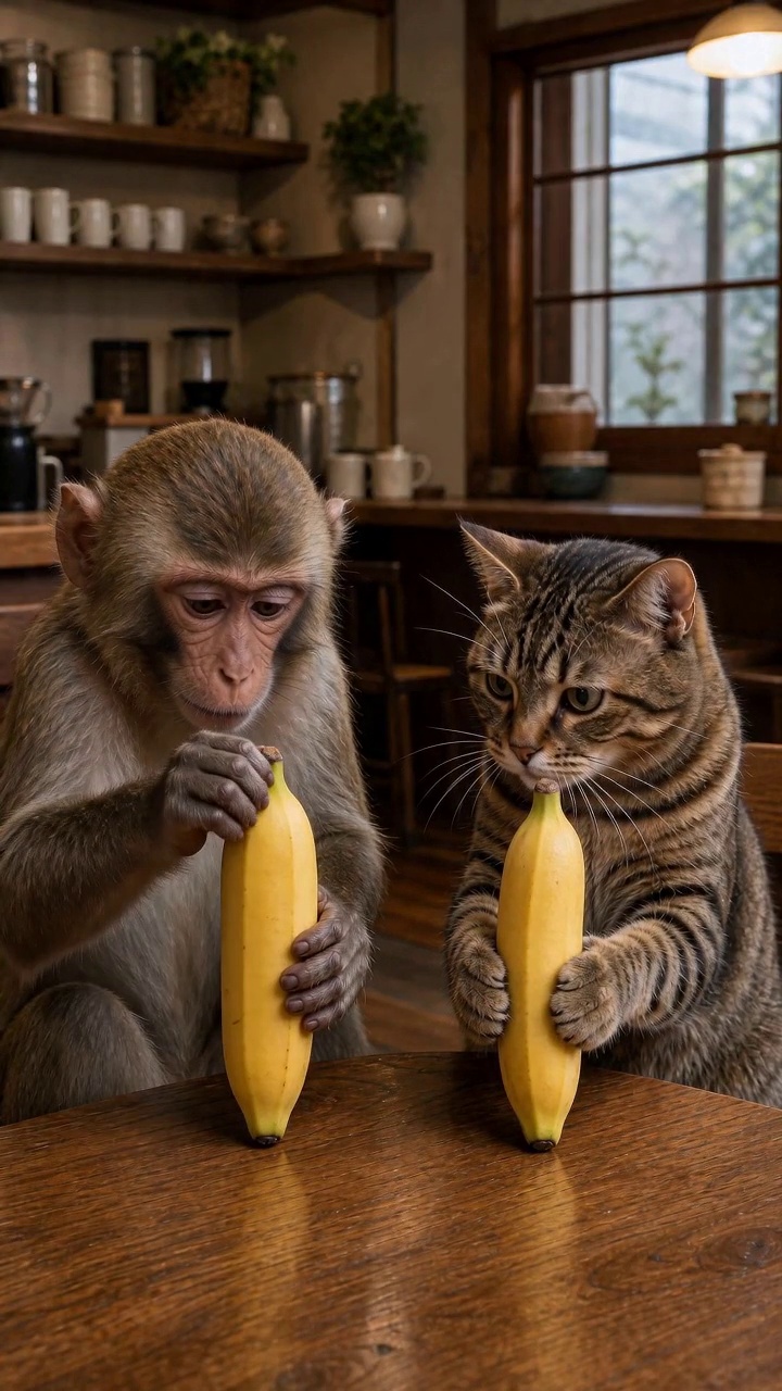 Video: Monkey Banana Master vs Copycat Cat — AI Short | Rea...