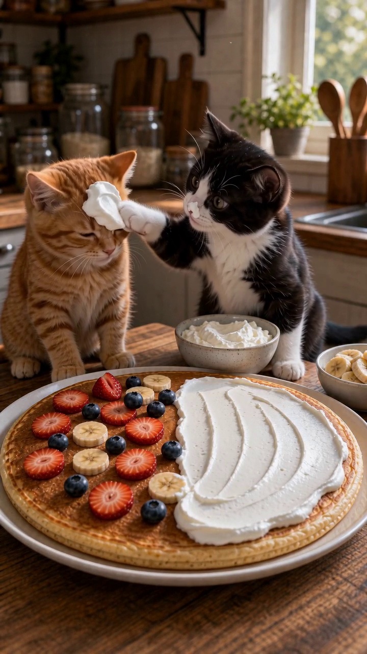 Video: Two Kittens Decorate a Giant Pancake — AI Short | Re...